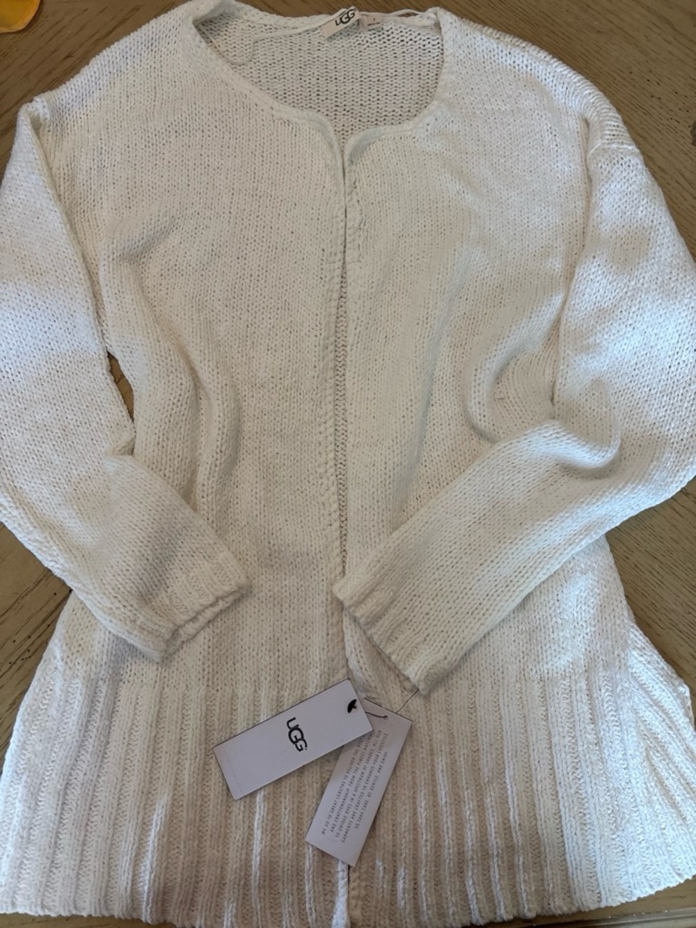 UGG Cream Open Front Knit Cardigan
